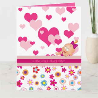 Carte C'est une fille : félicitations ! -