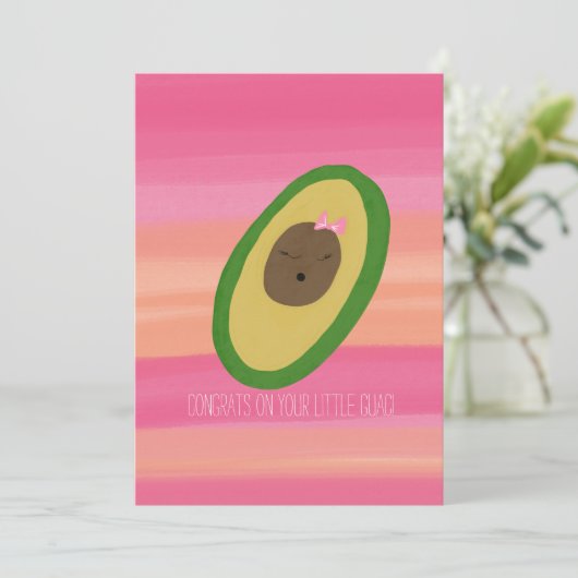 Carte C'est une fille Félicitations Bébé Avocado Aquarel (Debout devant)