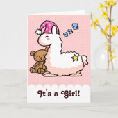 Carte C'est une fille lama ! (Fleur jaune)