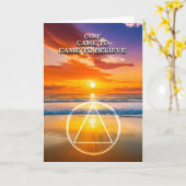 Carte C'est venu à croire Slogan AA Plage au lever du so (Fleur jaune)