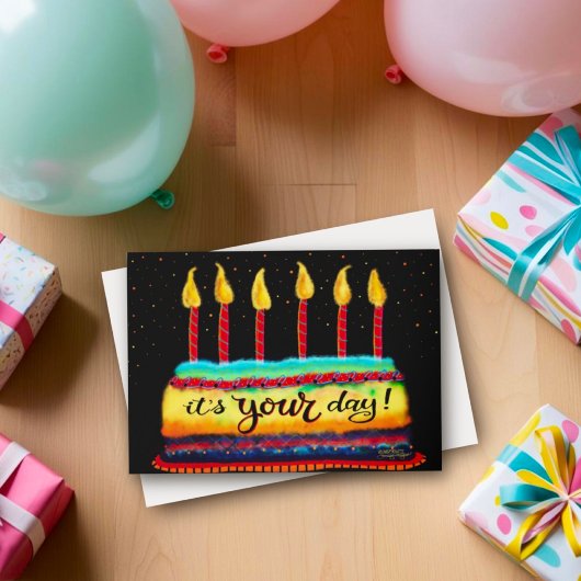 Carte C'est votre journée Anniversaire Cake Candles Fun 
