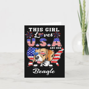 Carte Cette fille aime les États-Unis et le beagle du 4