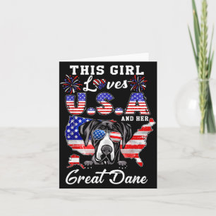 Carte Cette fille aime les États-Unis et le Grand Danois
