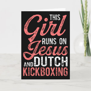 Carte Cette Fille Court Sur Jésus Et Muay Thai Kickboxeu