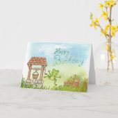 Carte Cette grenouille souhaite un joyeux anniversaire (Fleur jaune)