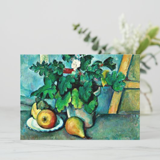 Carte Cezanne - Pot de primeurs et fruits (Debout devant)