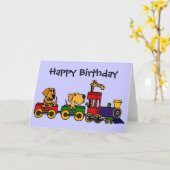 Carte CF- Train de dessin animé avec Chiens et Giraffe (Fleur jaune)