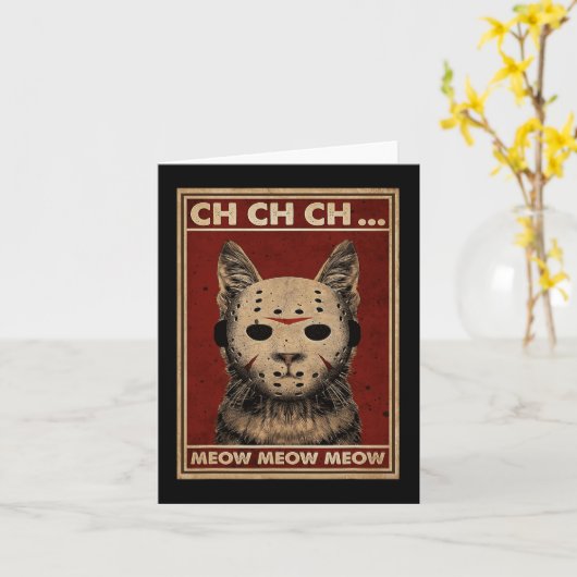 Carte Ch Ch Ch Ch Meow Meow Effrayant Halloween Chat Hor (Fleur jaune)