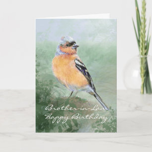 Carte Chaffinch Bird Joyeux Anniversaire Frère-en-Belle