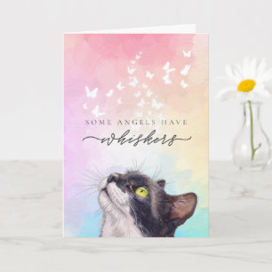 Carte Chagrin de perte de chat Tuxedo à moustaches arc-e