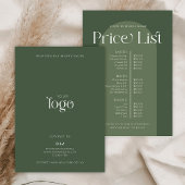 Carte Chaîne Boho moderne Green Hair Nails Salon Tarifs