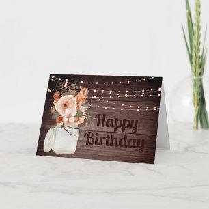 Carte Chaîne de bois rustique illumine l'Anniversaire Fl