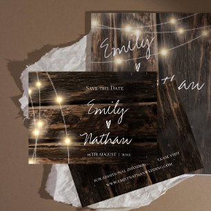Carte Chaîne de bois rustique illumine mariage Enregistr