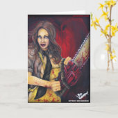 Carte Chainsaw Chick Greeting (Fleur jaune)