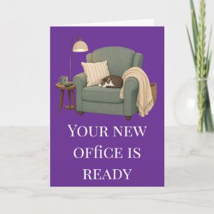 Carte Chaise Cozy de Retraite Drôle Humour de Chat