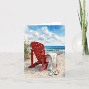 Carte Chaise de plage rouge Adirondack avec tongs
