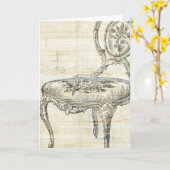 Carte Chaise française vintage 2 (Fleur jaune)