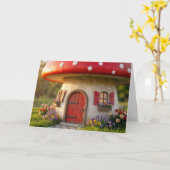 Carte Chalet Champignon Anniversaire (Fleur jaune)