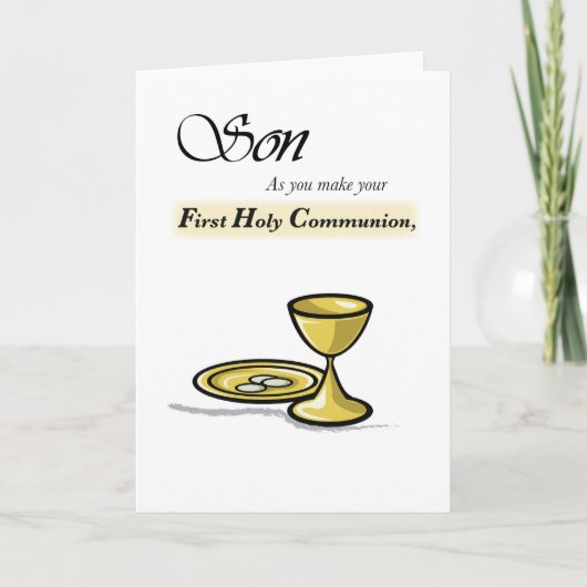 Carte Chalice d'or de la première communion du fils, Pat (Devant)