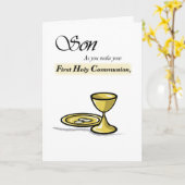 Carte Chalice d'or de la première communion du fils, Pat (Fleur jaune)