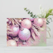 Carte Chalk Drawing Soft Pinks Christmas Ornaments (Debout devant)
