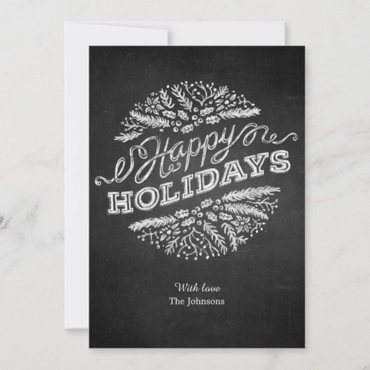 Carte Chalkboard Happy Holidays 5x7 manuscrite (Devant)