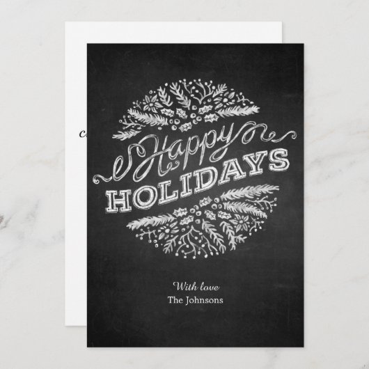 Carte Chalkboard Happy Holidays 5x7 manuscrite (Devant / Derrière)