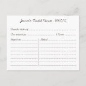 Carte Chalkboard Hydrangea Mason Jar Bridal Recett (Dos)
