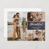 Carte Chalkboard Mariage Thankful Custom Photo Collage (Devant / Derrière)