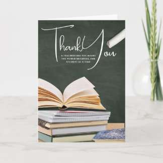 Carte Chalkboard Open Book Teacher Thank You Card