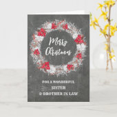 Carte Chalkboard Soeur & Frère en Droit Joyeux Noël (Fleur jaune)