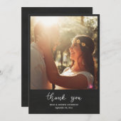 Carte Chalkboard Thank You Script Wedding Couple Photo (Devant / Derrière)