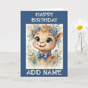 Carte Chameau mâle : Nœud papillon pastel pour bébé Anim