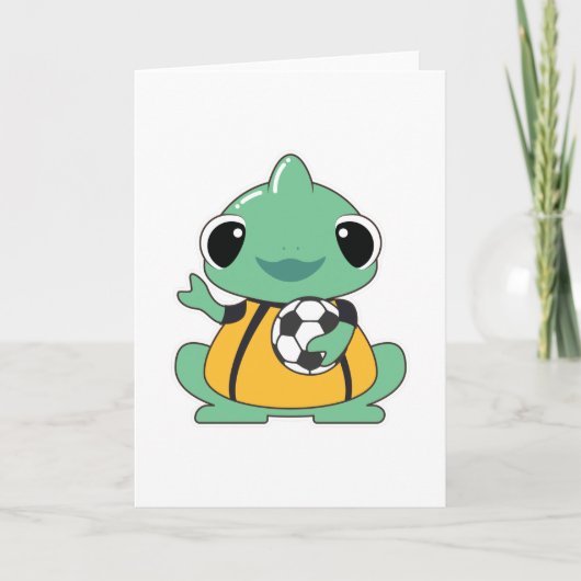 Carte Chameleon comme gardien de but avec football (Devant)