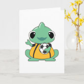 Carte Chameleon comme gardien de but avec football (Fleur jaune)