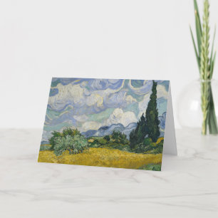Carte Champ de blé avec cyprès : blanc