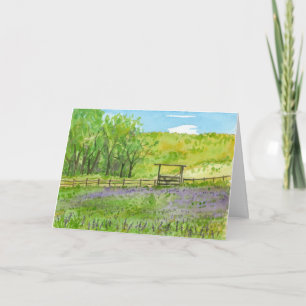Carte Champ de ferme d'anniversaire Purple Lupines Aquar