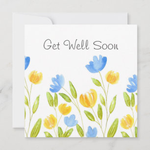 Carte Champ de fleurs bleu jaune