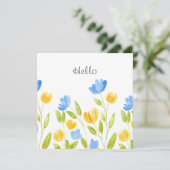 Carte Champ de fleurs bleu jaune (Debout devant)