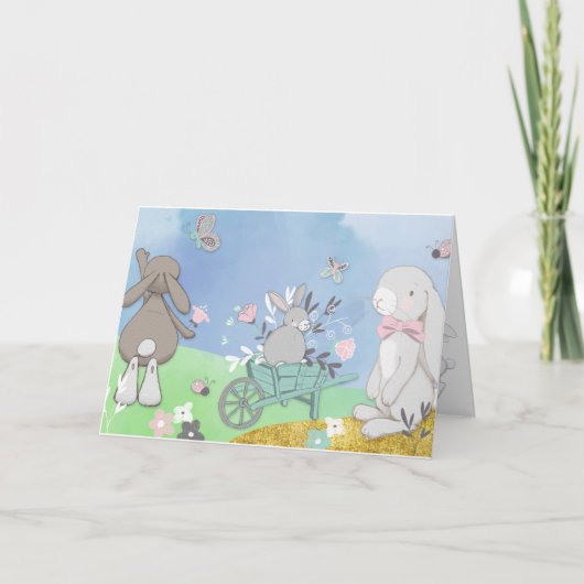 Carte Champ de lapins de printemps (Devant)