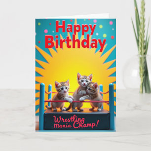 Carte Champ de Mania d'anniversaire de chaton