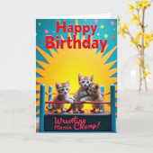 Carte Champ de Mania d'anniversaire de chaton (Fleur jaune)