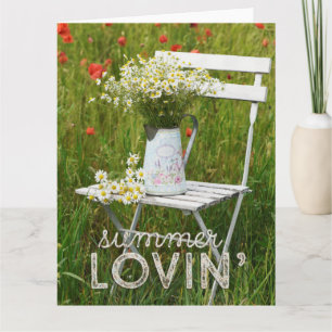 Carte Champ d'été Fleurs sauvages Poppies + Texte