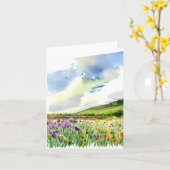 Carte Champ fleur sauvage aquarelle personnalisable (Fleur jaune)