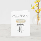 Carte Champagne Black Ribbon Bow Aquarelle Anniversaire (Fleur jaune)
