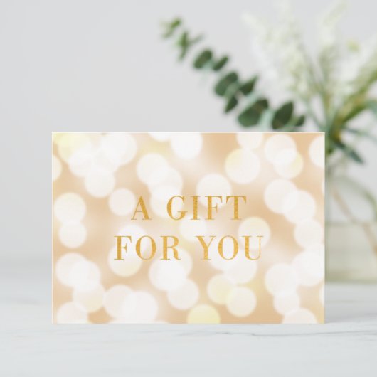Carte Champagne Bokeh Lights Faux Gold Certificat cadeau (Debout devant)