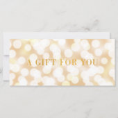Carte Champagne Bokeh Lights Faux Gold Certificat cadeau (Devant)