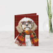 Carte Champagne Cockapoo Chien Vin Plaid Monogrammé (Devant)