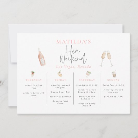 Carte Champagne de cocktail d'aquarelle en fin de semain (Devant)