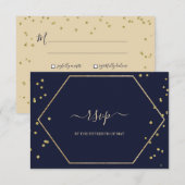 Carte Champagne et bleu profond 2 RSVP (Devant / Derrière)